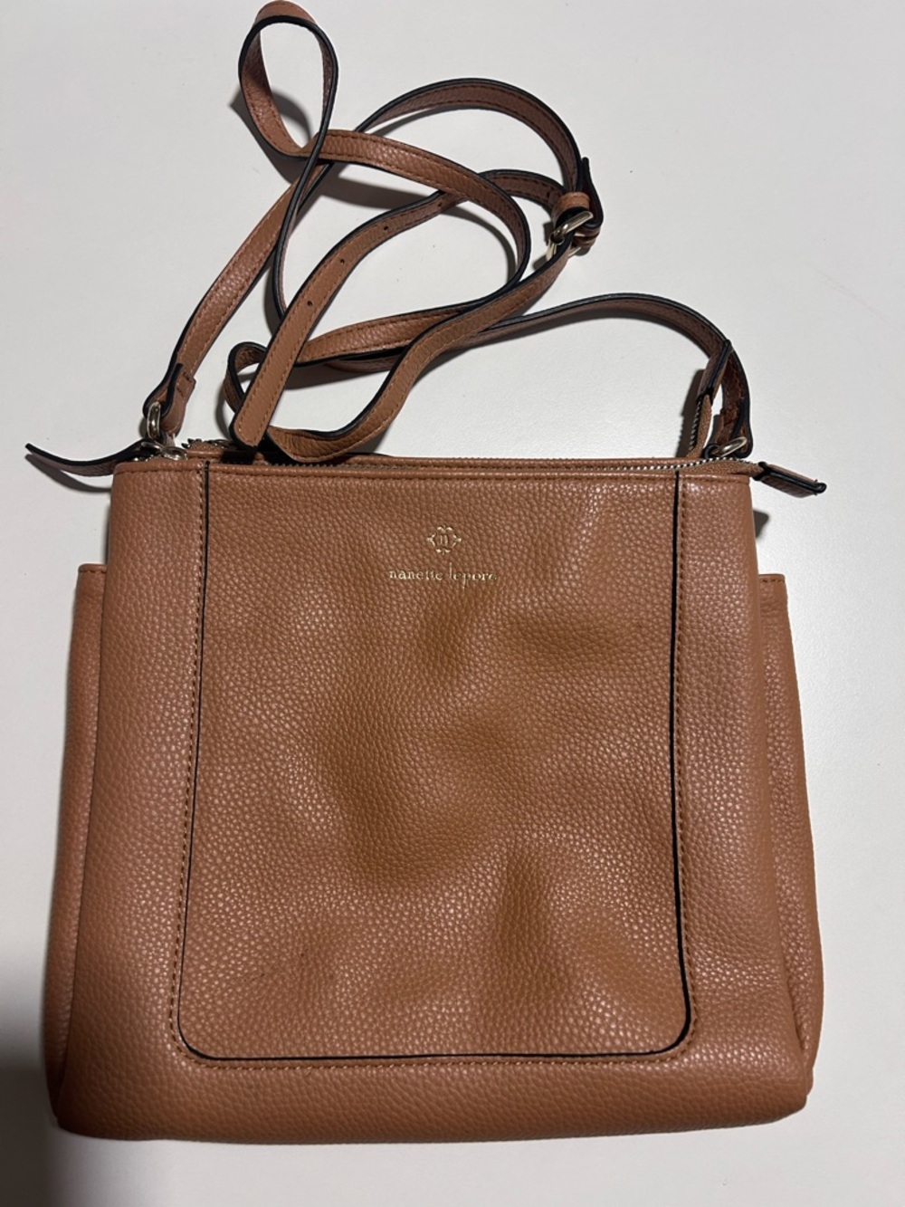 Nanette Lepore Tan Pebbled Leather Crossbody Bag